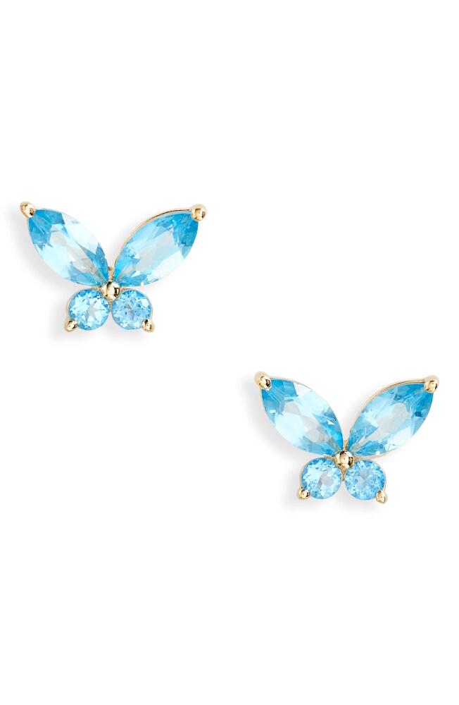 Bony Levy Blue Topaz Butterfly Stud Earrings in 14K Yellow Gold Cover