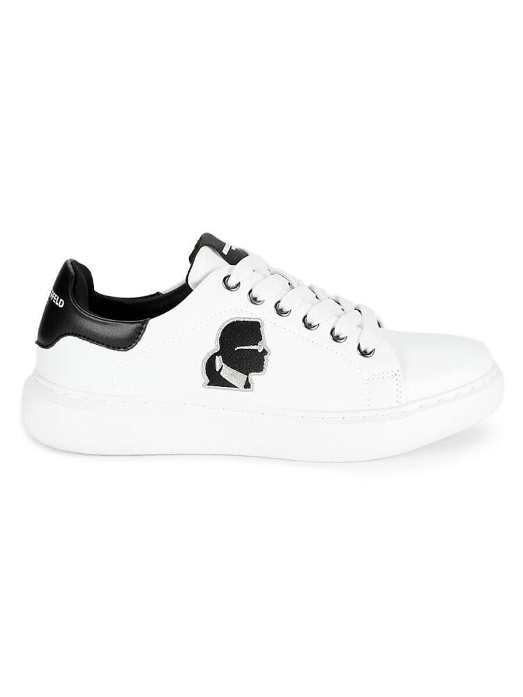 Karl Lagerfeld Paris Men's Colorblock Appliqué Leather Sneakers - White Cover