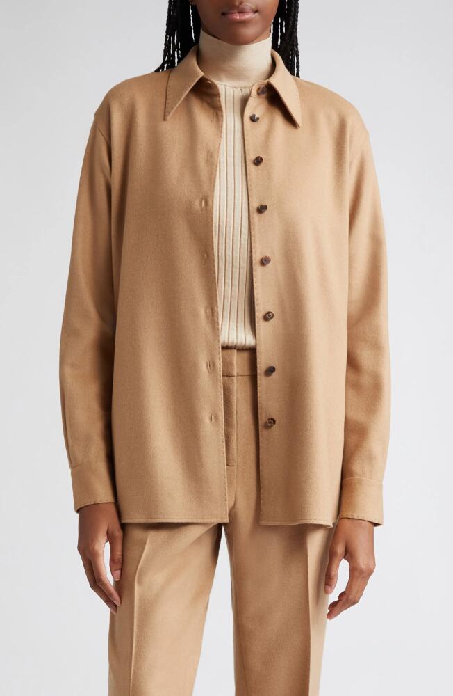 Lafayette 148 New York Drop Shoulder Camel Hair Shirt Jacket Cover