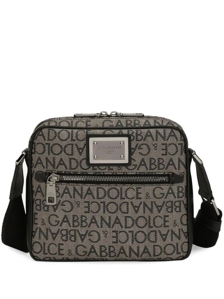 Dolce & Gabbana logo-print jacquard zipped shoulder bag - Neutrals Cover