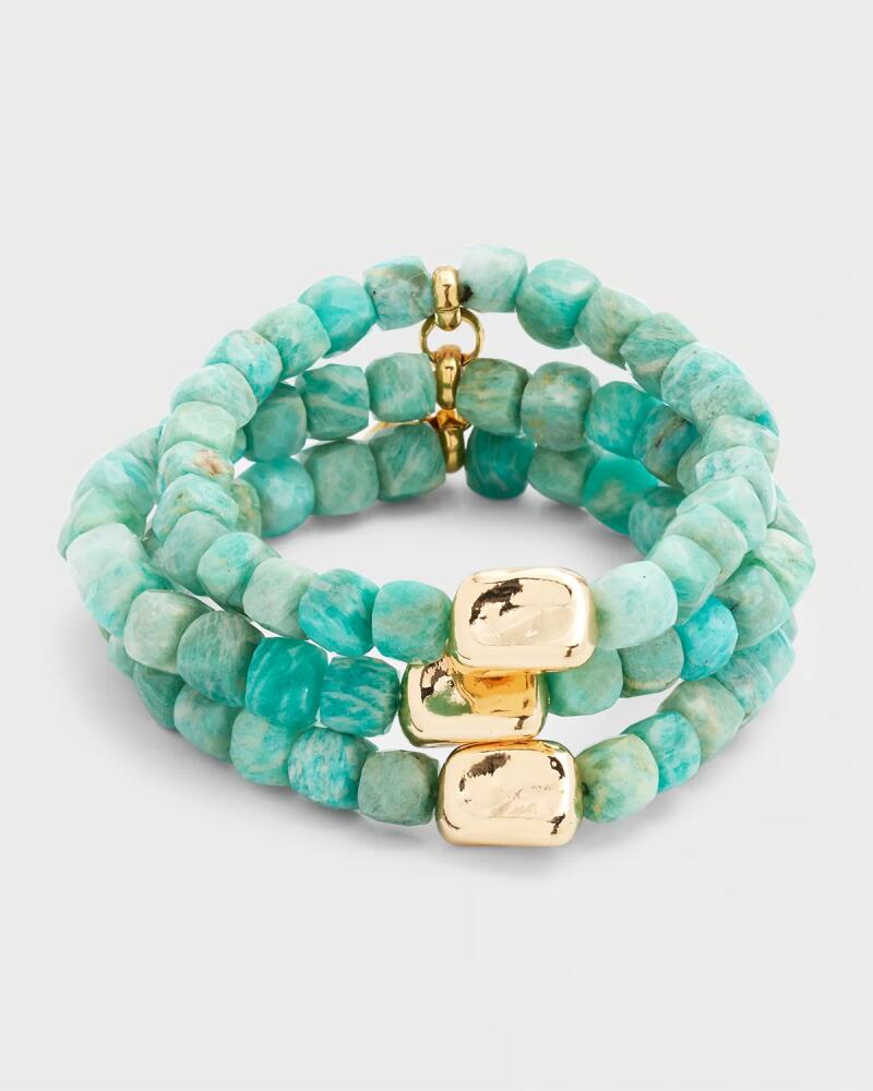 Devon Leigh Aquamarine Gold Accent Stretch Bracelets, Set of 3 Cover