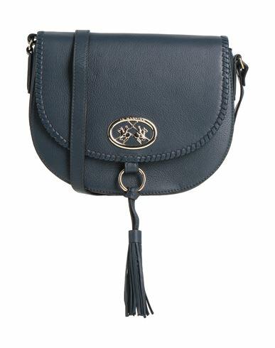 La Martina Woman Cross-body bag Navy blue Calfskin Cover