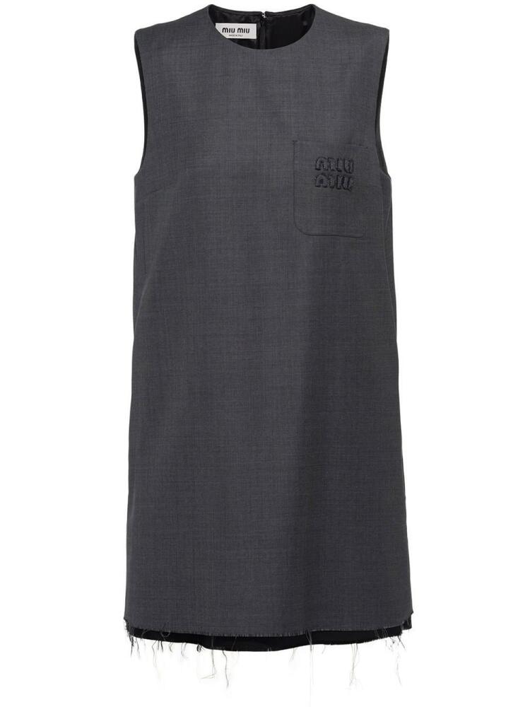 Miu Miu Grisaille logo-embroidered mini dress - Grey Cover