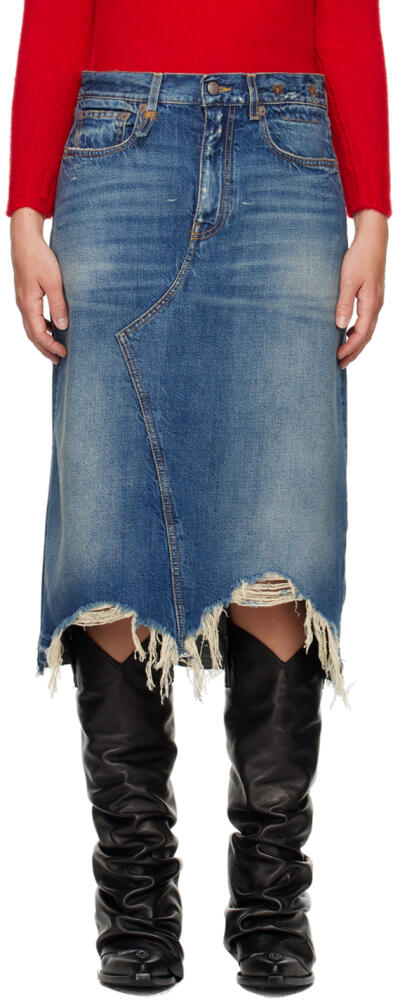 R13 Blue Jesse Denim Midi Skirt Cover