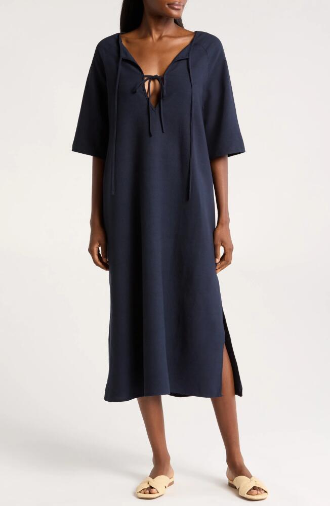 Nordstrom Tie Keyhole Cover-Up Midi Dress in Navy Blazer Cover