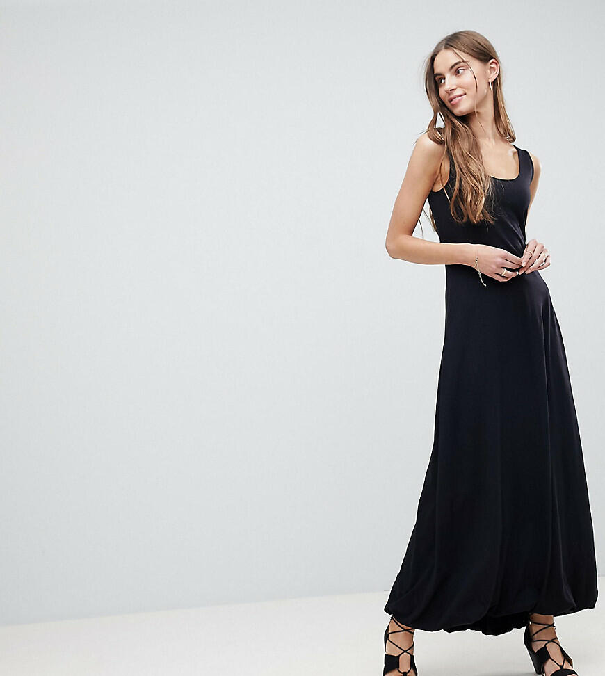 ASOS TALL Maxi Tank Dress with Gathered Hem-Black Cover