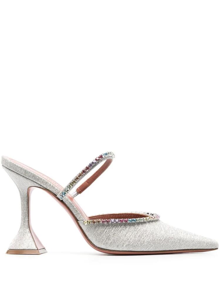 Amina Muaddi Gilda crystal-embellished 100mm mules - Grey Cover