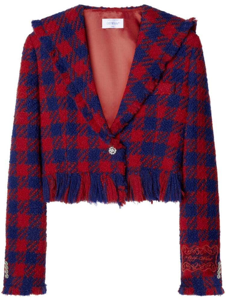 Off-White check-pattern cropped jacket - Red Cover