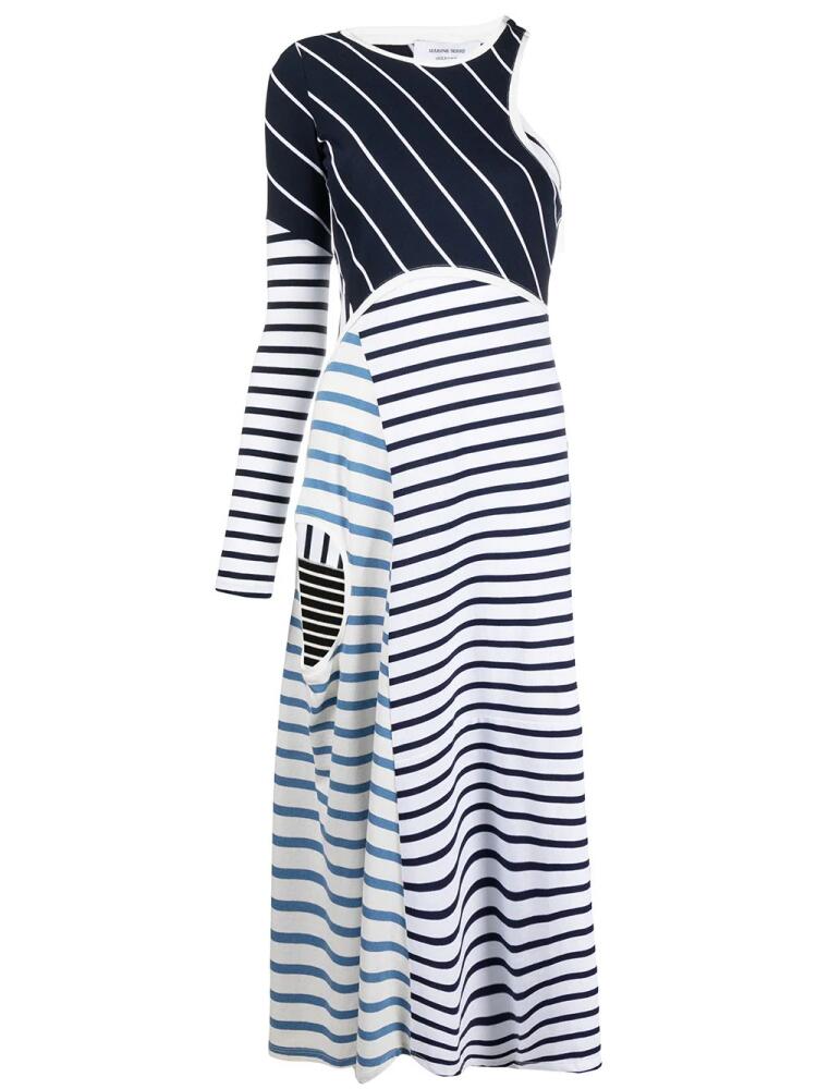 Marine Serre striped cut-out asymmetric dress - Blue Cover