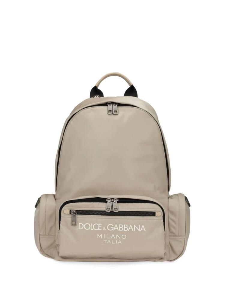 Dolce & Gabbana logo-print zipped backpack - Neutrals Cover