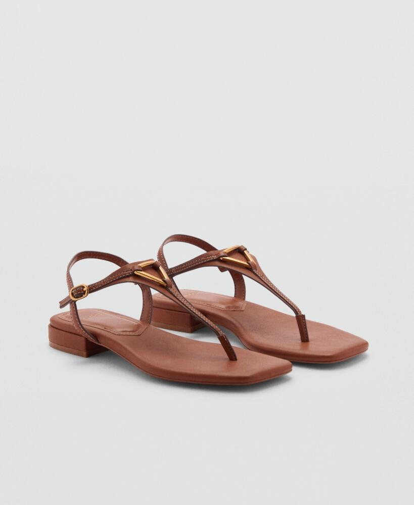 Mango Women's Metal Detail Sandals - Leather Cover