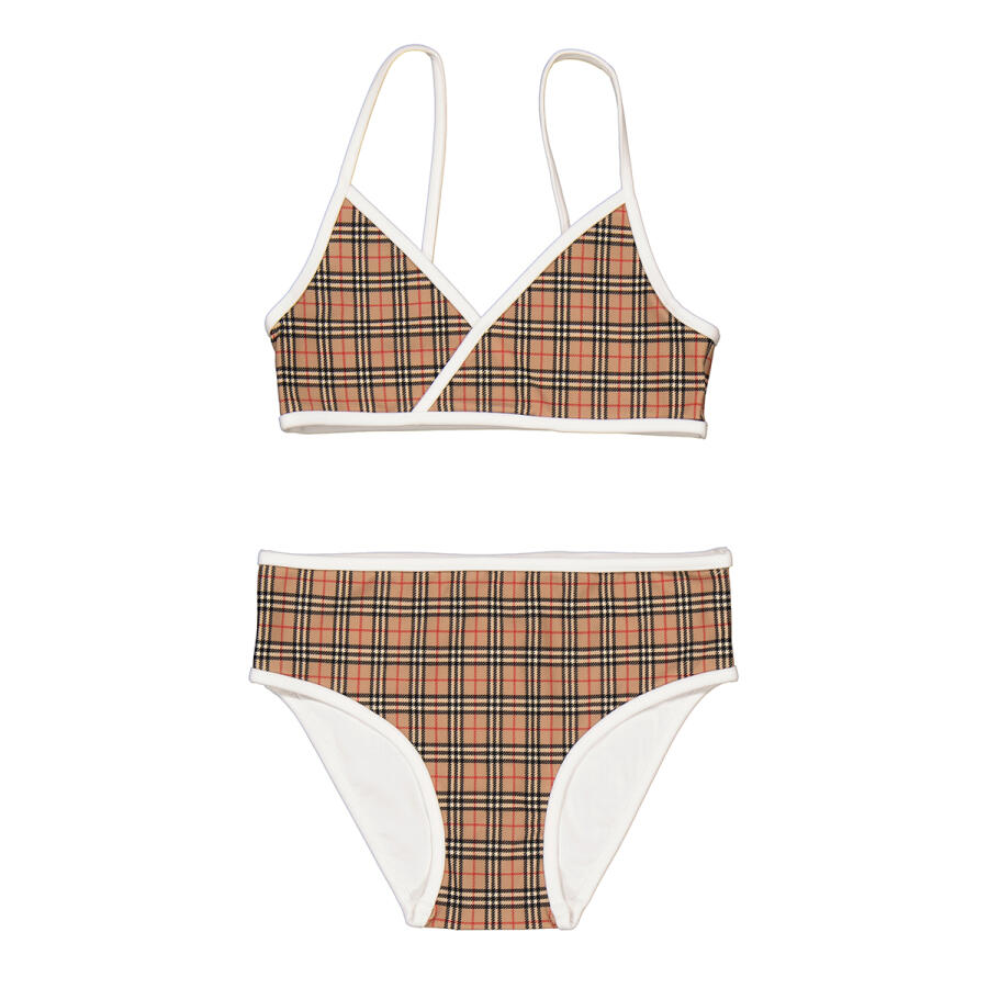 Burberry Girls Archive Beige Crosby Vintage Check Two-Piece Swimsuit Cover