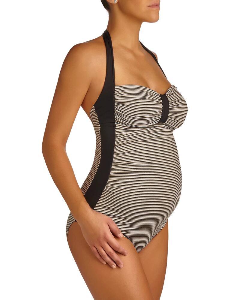 Pez D'Or Maternity Palm Springs Knitted Halter-Neck One-Piece Swimsuit Cover