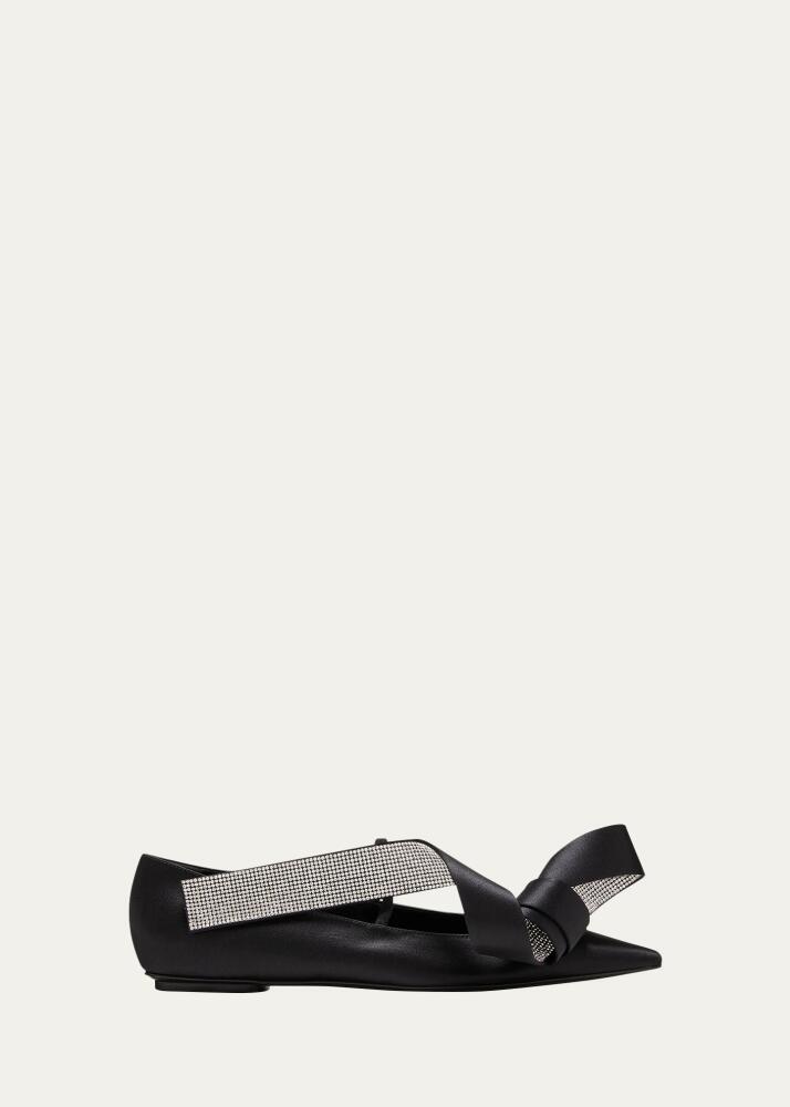 AREA x Sergio Rossi Sculpted Bow Silk Ballerina Flats Cover