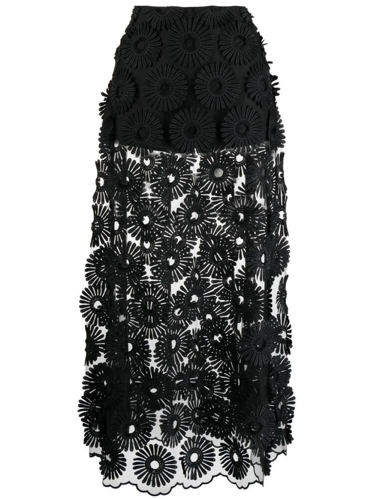 Elie Saab embroidered-motif maxi skirt - Black Cover