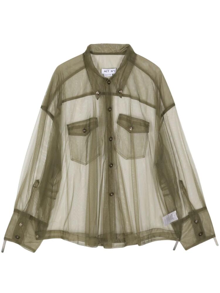 ACT Nº1 semi-sheer long-sleeve shirt - Green Cover