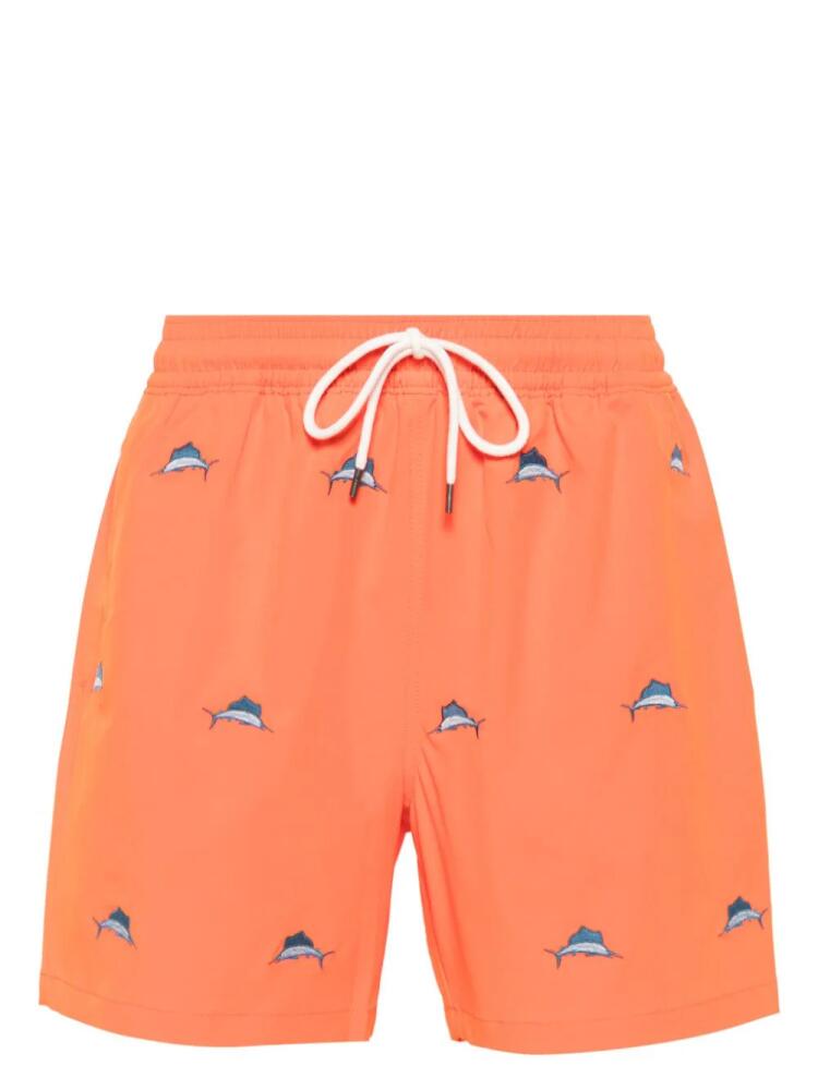 Polo Ralph Lauren Traveler motif-embroidered swim shorts - Orange Cover