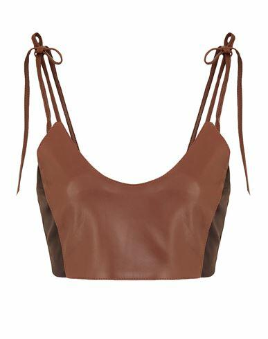 8 By Yoox Leather Strings Bralette Top Woman Top Brown Lambskin Cover