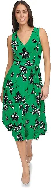 Tommy Hilfiger Floral Midi Fit and Flare (Jolly Green Multi) Women's Dress Cover