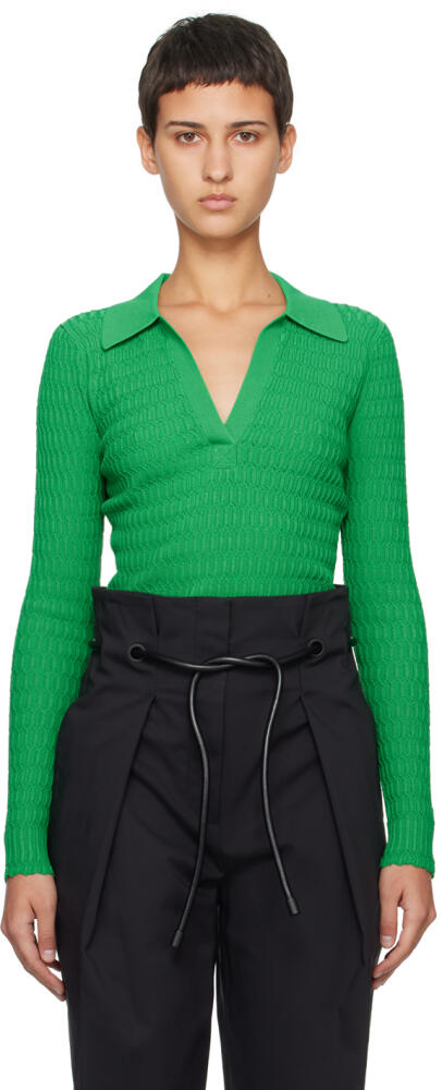 3.1 Phillip Lim Green Honeycomb Stitch Polo Cover