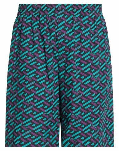 Versace Man Shorts & Bermuda Shorts Turquoise Cotton, Lyocell Cover