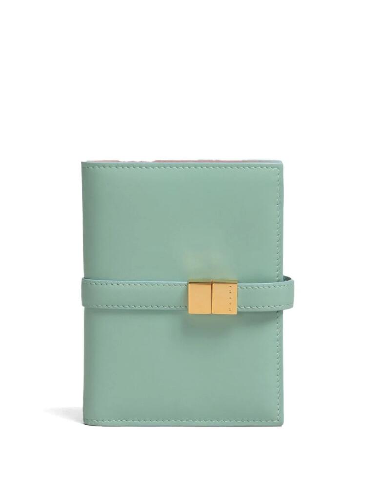 Marni magnetic leather buckle bi-fold wallet - Green Cover