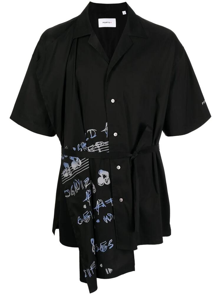 Ports V graphic-print belted shirt - Black Cover