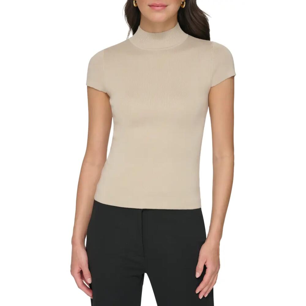 DKNY Cap Sleeve Mock Neck Sweater in Pebble Cover