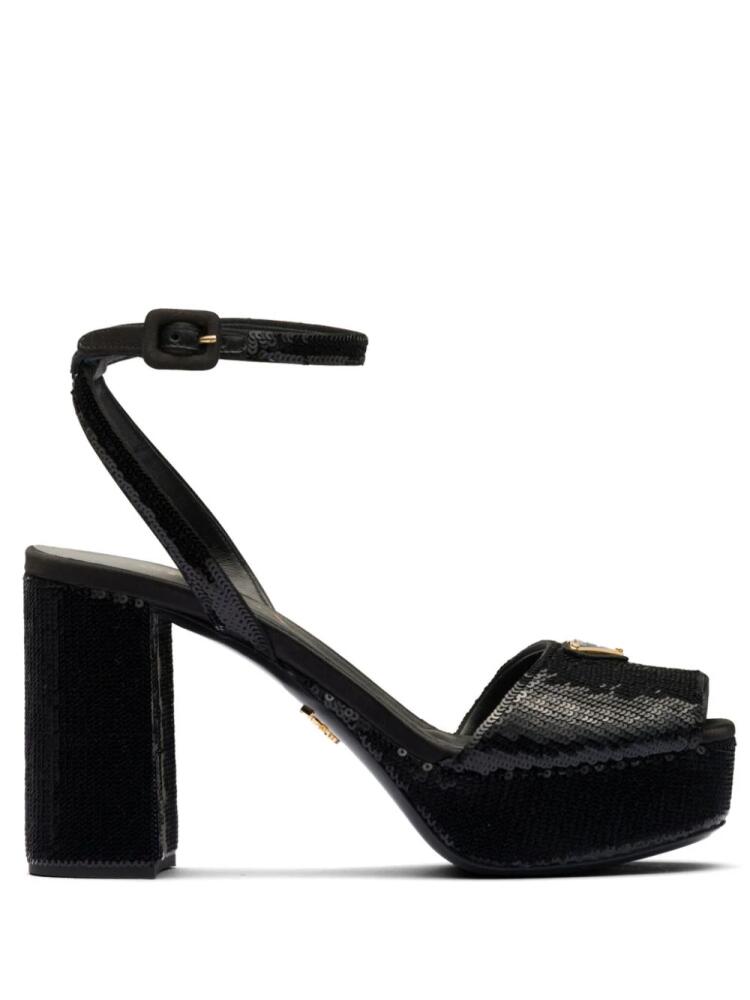 Prada sequinned platform sandals - Black Cover