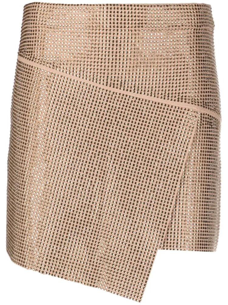 ANDREĀDAMO crystal-embellished asymmetric wrap skirt - Neutrals Cover