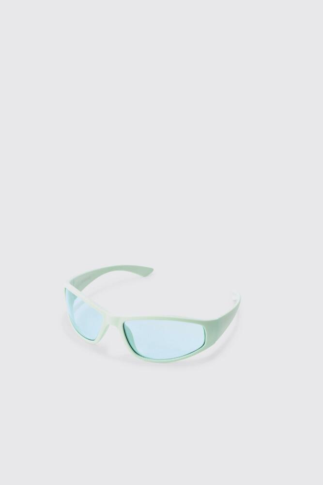 boohoo Mens Plastic Racer Sunglasses In Mint - Green Cover