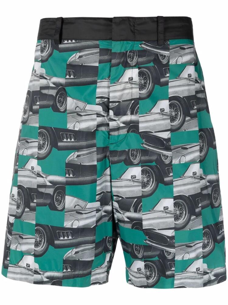 Ferrari patchwork photograph-print shorts - Black Cover