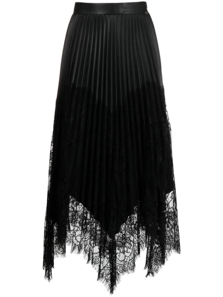 NISSA lace-trim pleated midi skirt - Black Cover