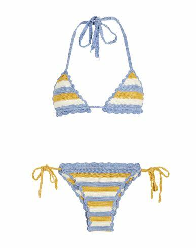 8 By Yoox Cotton Crochet Bikini Woman Bikini Pastel blue Cotton Cover