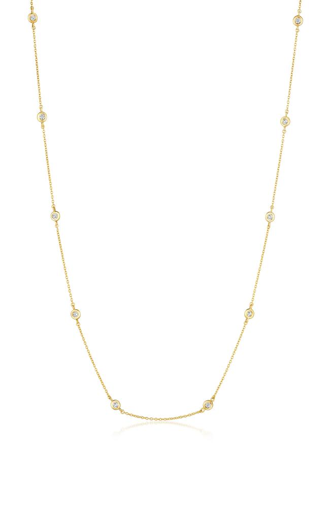 Crislu Cubic Zirconia Bezel Station Necklace in 18Kt Yellow Gold Cover