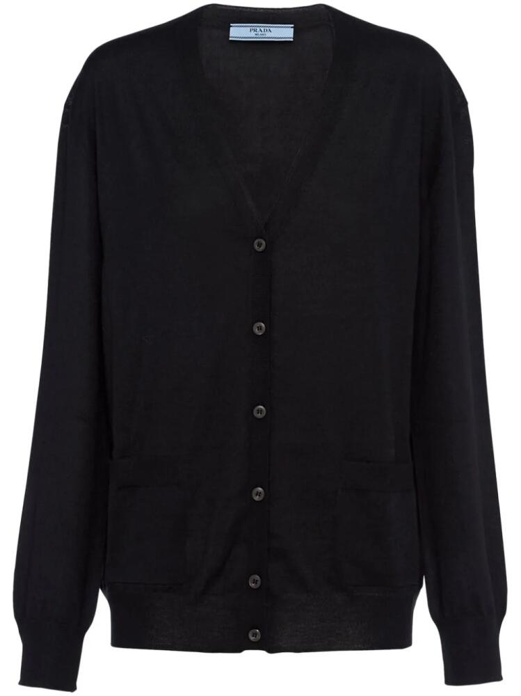 Prada V-neck wool-cashmere cardigan - Black Cover