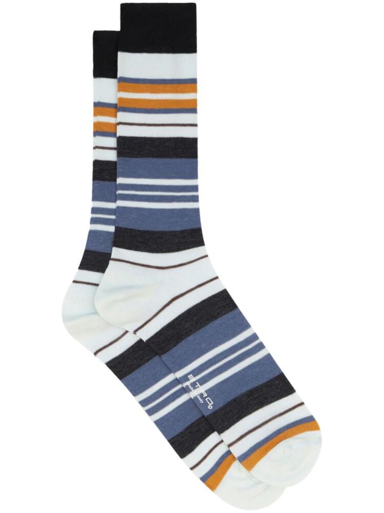 ETRO logo-print striped socks - Blue Cover