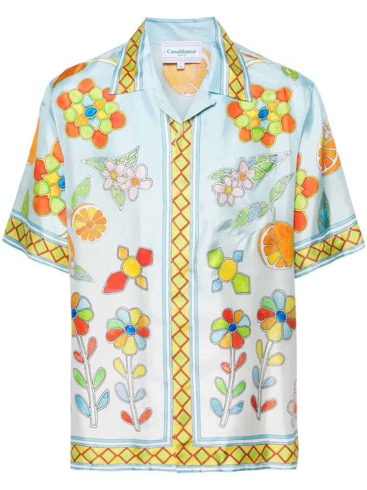 Casablanca Yoruba Flowers silk shirt - Blue Cover