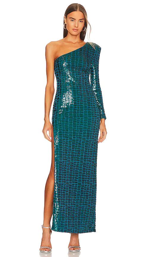 Michael Costello x REVOLVE Rumi Gown in Teal Cover