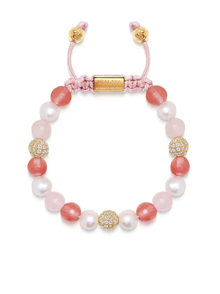 Nialaya Jewelry beaded pearl bracelet - Pink Cover