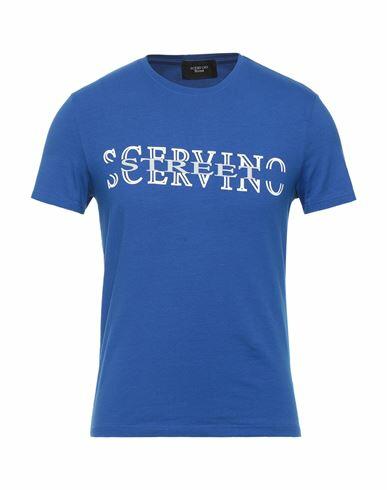 Scervino Man T-shirt Bright blue Cotton, Elastane Cover