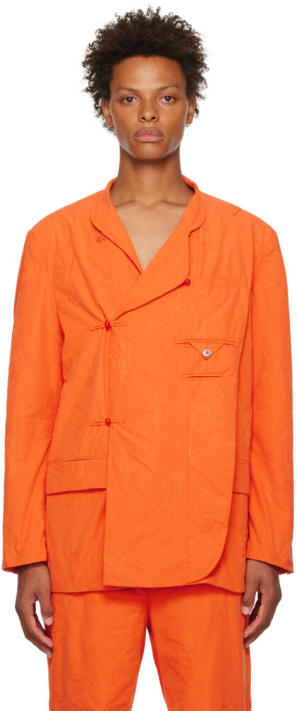 Feng Chen Wang Orange Embroidered Blazer Cover