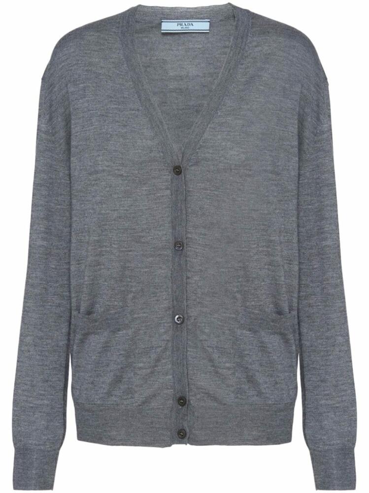 Prada V-neck wool-cashmere cardigan - Grey Cover