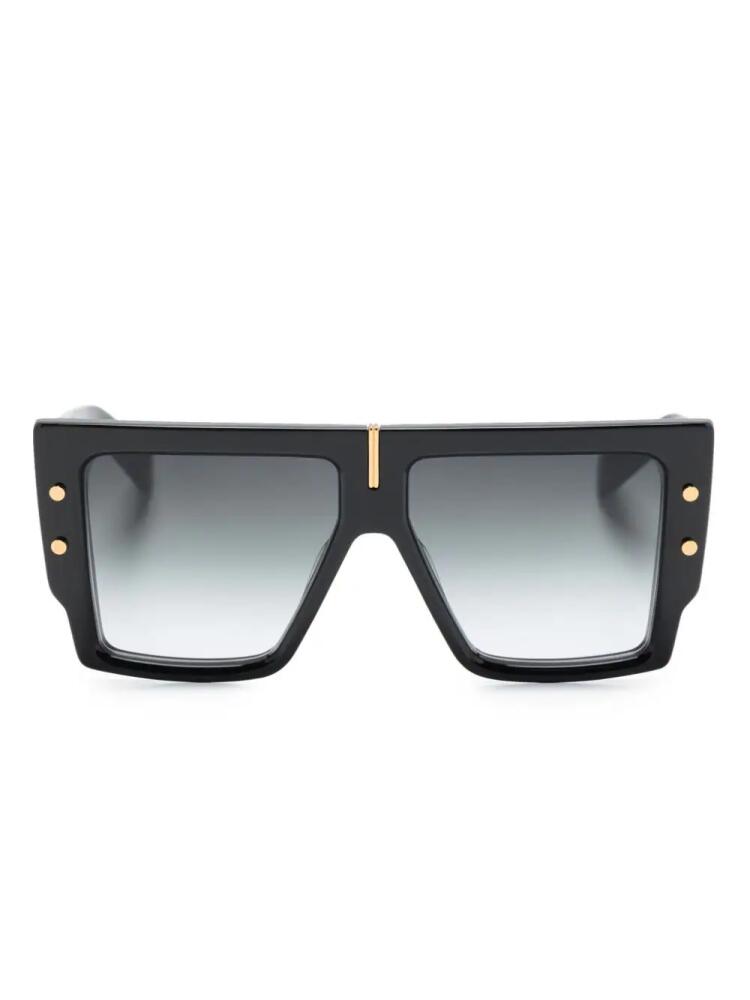 Balmain Eyewear B-Grand rectangle-frame gradient sunglasses - Black Cover