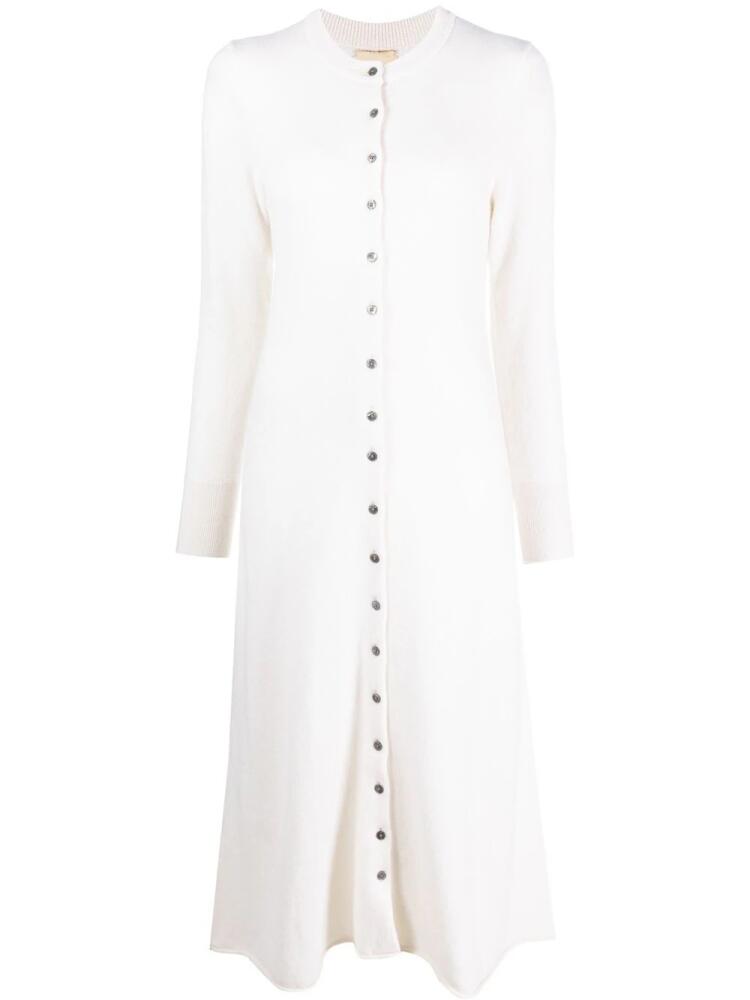 PAULA buttoned-up knitted dress - White Cover