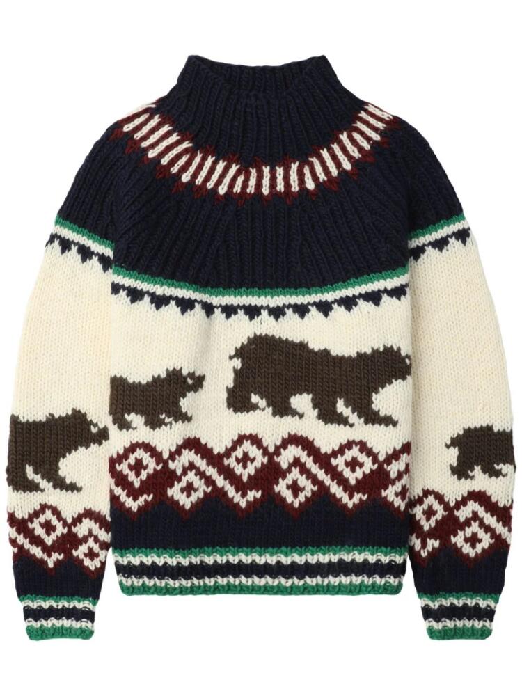 Kolor patterned intarsia-knit jumper - White Cover