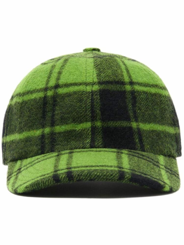 AMI Paris logo-patch plaid baseball cap - Green Cover