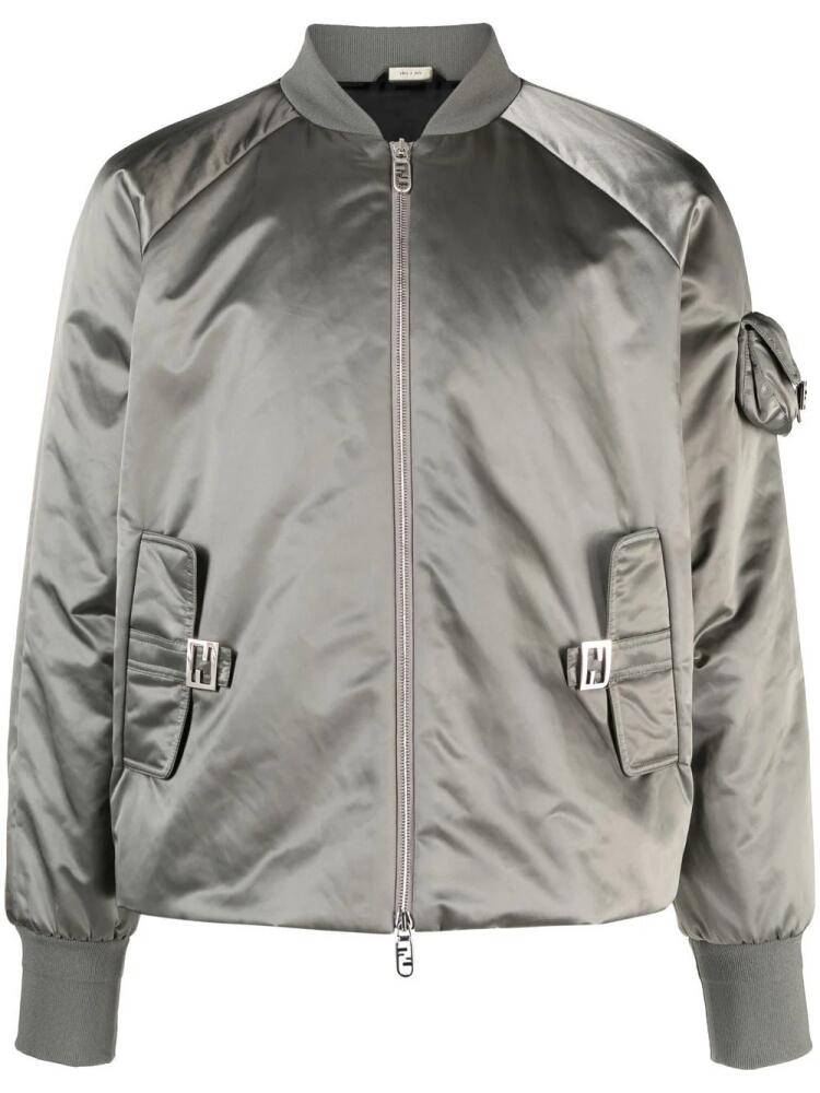 FENDI satin zip-up bomber jacket - Green Cover