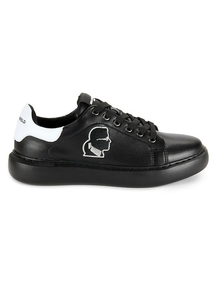 Karl Lagerfeld Paris Men's Colorblock Appliqué Leather Sneakers - Black Cover