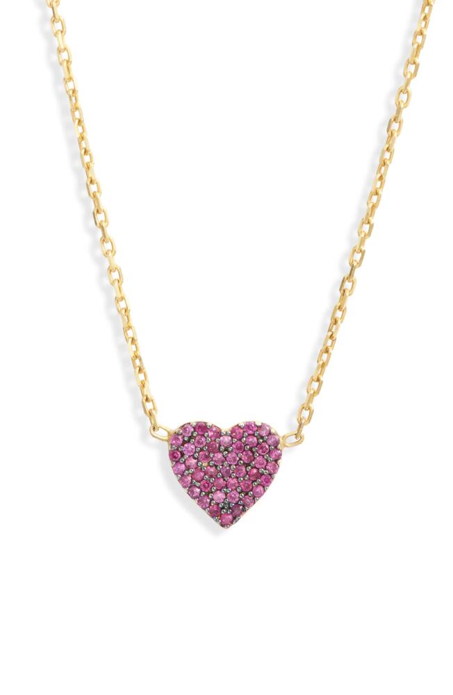 SHYMI Mini Pavé Heart Pendant Necklace in Gold/Pink Cover